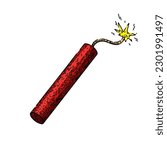 dynamite danger tnt hand drawn. explosive explosion, bomb fuse, destruction ous, detonate explode, wick weapon dynamite danger tnt vector sketch. isolated color illustration