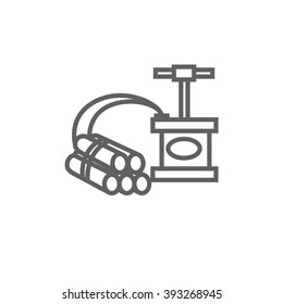 Dynamite and detonator line icon.
