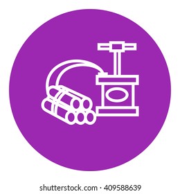 Dynamite and detonator line icon.