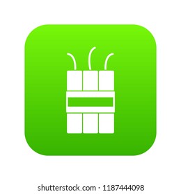 Dynamite explosives icon digital green for any design isolated on white vector illustration