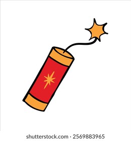 Dynamite firecracker chinese new year doodle illustration hand drawn