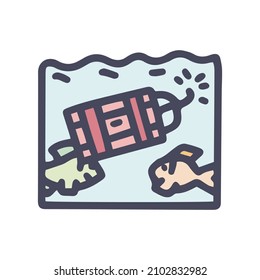 color de pesca dinamita vectorial doodle simple icono