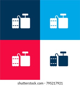 Dynamite four color material and minimal icon logo set in red and blue