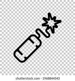 Dynamik mit Sicherung, einfaches Symbol. Schwarz bearbeitbares lineares Symbol auf transparentem Hintergrund
