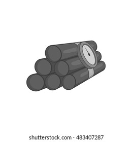 Dynamite icon in black monochrome style isolated on white background. Explosion symbol vector illustration