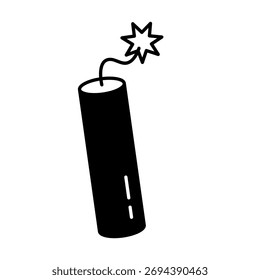 Icono de dinamita, dinamita con el icono del fusible ardiente, símbolo de explosión.