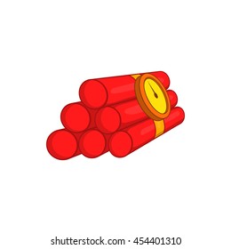 Dynamite icon in cartoon style isolated on white background. Explosion symbol