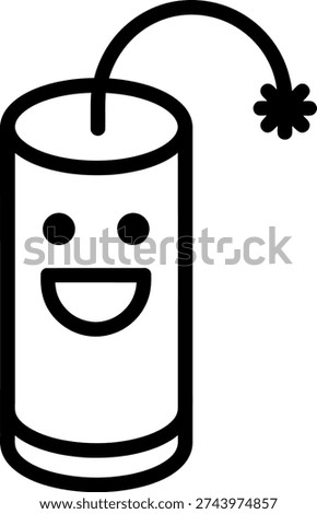 Dynamite icon features a black and white cartoon with a cylindrical body smiling face and lit fuse