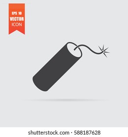 Dynamite icon in flat style isolated on grey background. For your design, logo. Vector illustration.