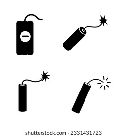 dynamite icon set, bomb symbol flat icon on white background..eps