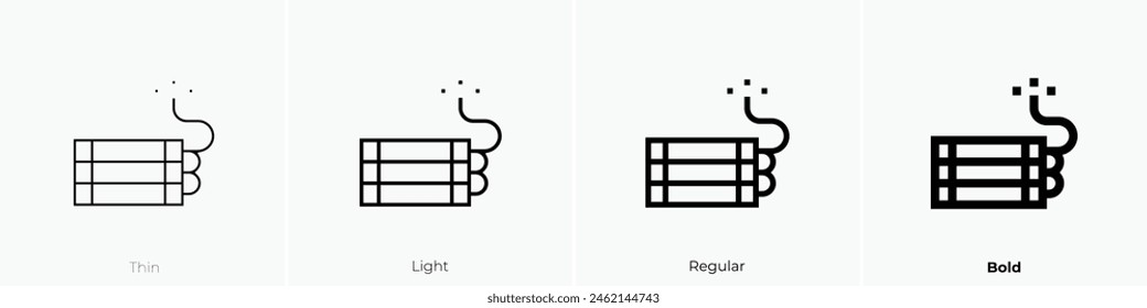dynamite icon. Thin, Light Regular And Bold style design isolated on white background