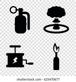 Dynamite icons set. set of 4 dynamite filled icons such as dynamite