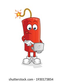 dynamite with laptop mascot. cartoon vector