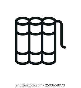 Dynamite line icon, dynamite sticks vector symbol with editable stroke