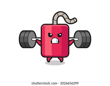 dynamite mascot cartoon with a barbell , cute style design for t shirt, sticker, logo element