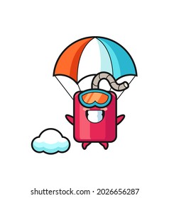 dynamite mascot cartoon is skydiving with happy gesture , cute style design for t shirt, sticker, logo element