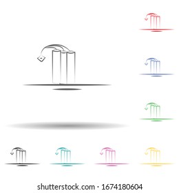 Dinamita, mina el icono de conjunto multicolor. Línea delgada simple, contorno vectorial de iconos del desierto para ui y ux, sitio web o aplicación móvil