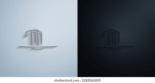 dinamita, icono de papel minero con efecto de sombra diseño de iluminación vectorial