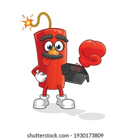 broma dinamita con guante en caricatura de caja. vector de mascota de dibujos animados