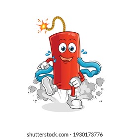 dynamite runner character. cartoon mascot vector