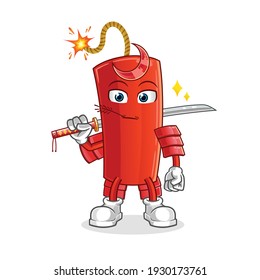 caricatura de dinamita samurai. vector de mascota de dibujos animados