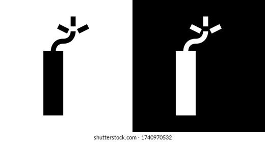 Dynamite Stick. Glyph Icon in White and Black Version.