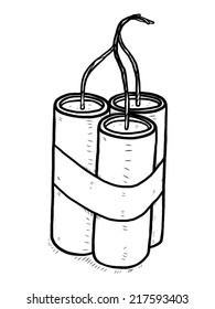 dynamite sticks / cartoon vector and illustration, black and white, hand drawn, sketch style, isolated on white background.