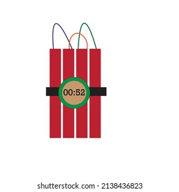 The dynamite sticks connected with a timer and fuse - Battle illustration - vector 