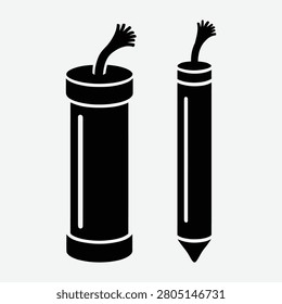 Dynamite sticks with fuses lit during nighttime explosion concept for danger and destruction. Two dynamite bundles with ignited fuses symbolizing imminent detonation and chaotic destruction. Ideal for illustrating risk threat or explosive events.