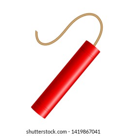 Dynamite sticks isolated on white background, red sticks with burning fuses and explosion timer. Realistic cartoon style vector illustration of explosive objects and danger icons.