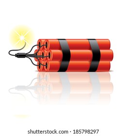 Dynamite sticks isolated on white photo-realistic vector illustration