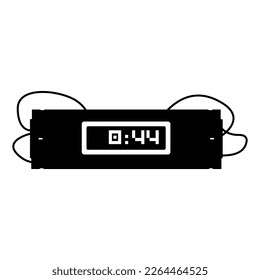 Dynamite with Timer Silhouette. Black and White Icon Design Element on Isolated White Background