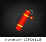 Dynamite TNT icon, Dynamite with burning cord vector isolated on white background, EPS 10, top view
