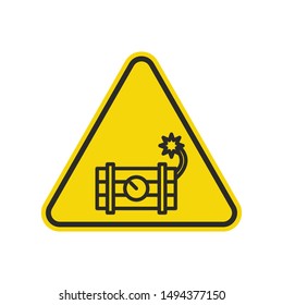 Dynamite Warning Sign Isolated On White Background. Yellow Triangle Caution Symbol Simple, Flat, Vector, Icon You Can Use Your Website Design, Mobile App Or Industrial Design. Vector Illustration