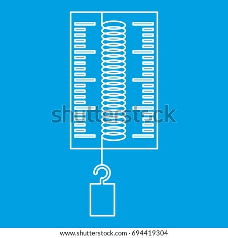 Dynamometer with a hook icon blue outline style isolated vector illustration. Thin line sign