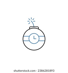 Icono de línea de concepto dinamita. Ilustración de elemento simple. Diseño de símbolos de esquema de concepto dinámico.