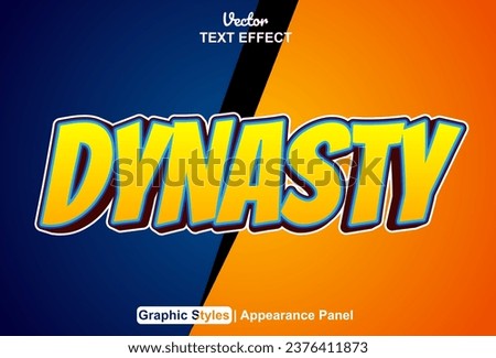 dynasty text effect with editable orange color graphic style.