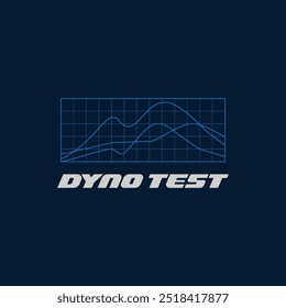 Logo del gráfico de prueba Dyno. Datos de ajuste de potencia y par del automóvil en ilustración de ícono de Vector de gráficos de línea