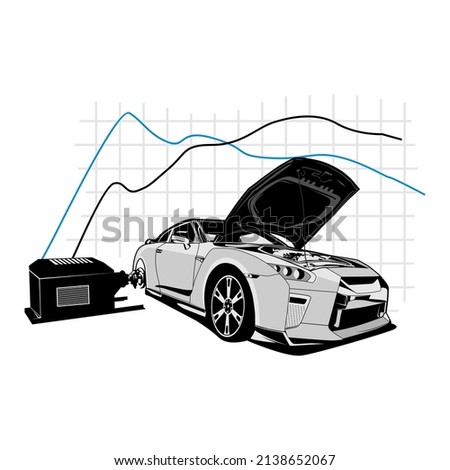Dyno tuning performance illustration design.. Vector illustration with the image of an modern car design logos, posters, banners, signage.