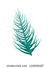Dypsis lutescens tropical leaf, stables and branch, tropic plant of exotic type, element vector illustration isolated on white background, jungle folliage
