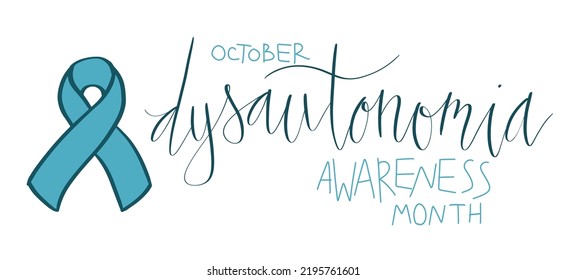 Dysautonomia Awareness Month October promotion banner template with support ribbon vector.