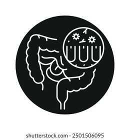 Dysbiosis line black icon. Intestine microbiota. Sign for web page, mobile app, button, logo. Vector isolated button. Editable stroke.