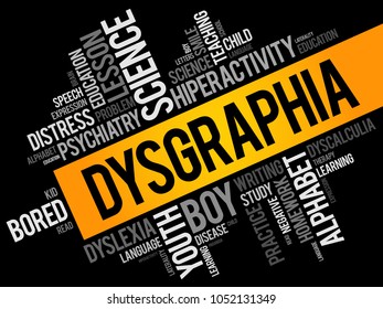 Dysgraphia word cloud collage, education concept background