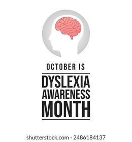 Dyslexia Awareness Month. Flat art design. Vecttor ribbon. Good for celebration template usage. eps 10. 