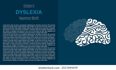 Dyslexia awareness month, observed every October, vector illustration.