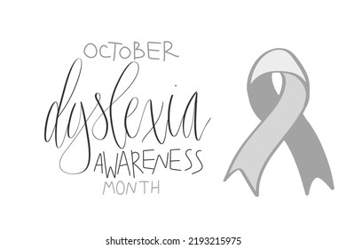 Dyslexia awareness month October, web banner template with handwritten calligraphy. Vector illustration