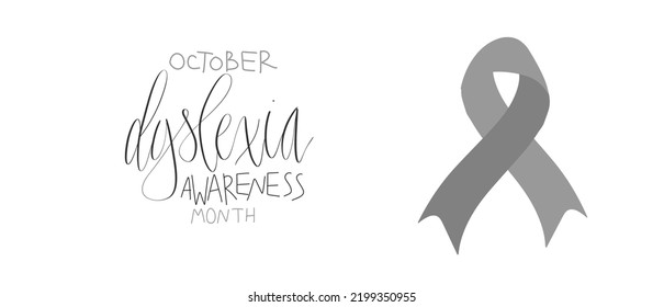 Dyslexia awareness month October, web banner template with handwritten calligraphy. Vector illustration