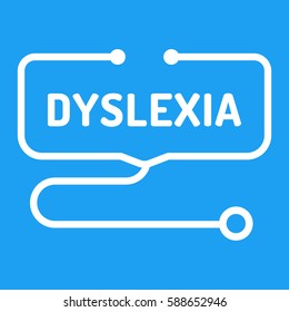 Dyslexia. Badge with stethoscope icon. Flat vector illustration on blue background.