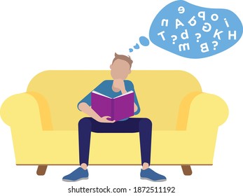 Dyslexia Concept - Man With Reading Disorder