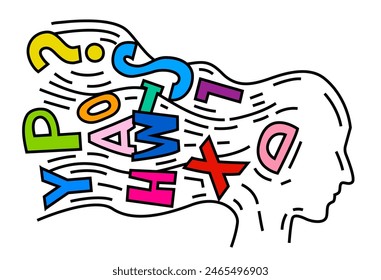 Dyslexia concept. Reading disability web banner. Word recognition difficulty concept. Horizontal poster, print. Editable vector illustration in colorful pop art style isolated on a white background